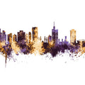 Lagos Nigeria Skyline Purple & Gold Mural Wallpaper - pure wallpaper artwork