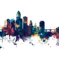 Des Moines Iowa Skyline Blue & Bronze Mural Wallpaper - pure wallpaper artwork