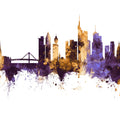 Frankfurt Skyline Purple & Gold Mural Wallpaper - pure wallpaper artwork