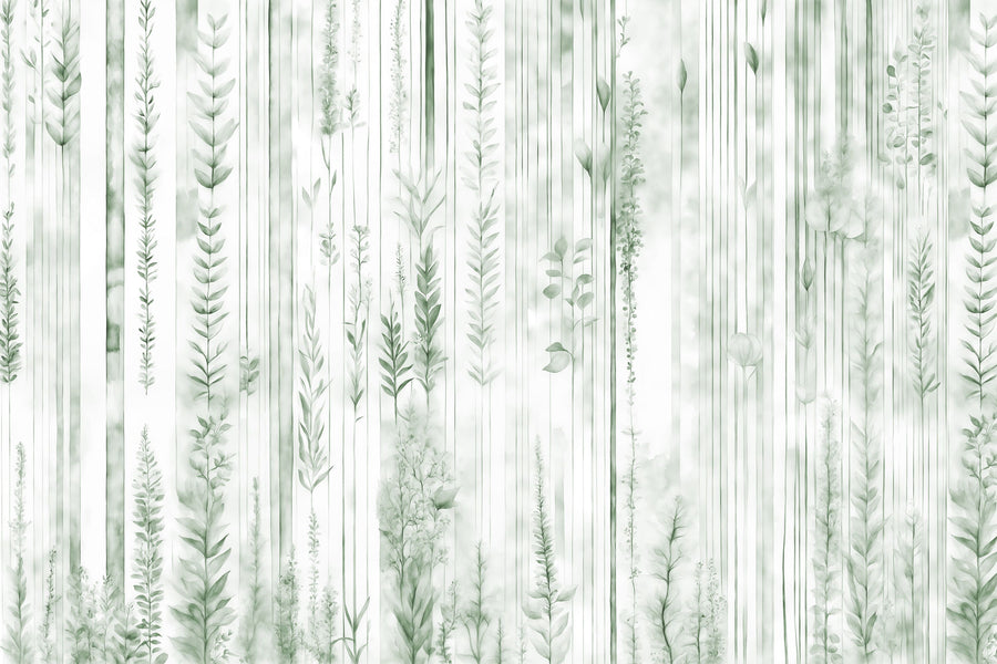 Botanical Wall Green Mural Wallpaper