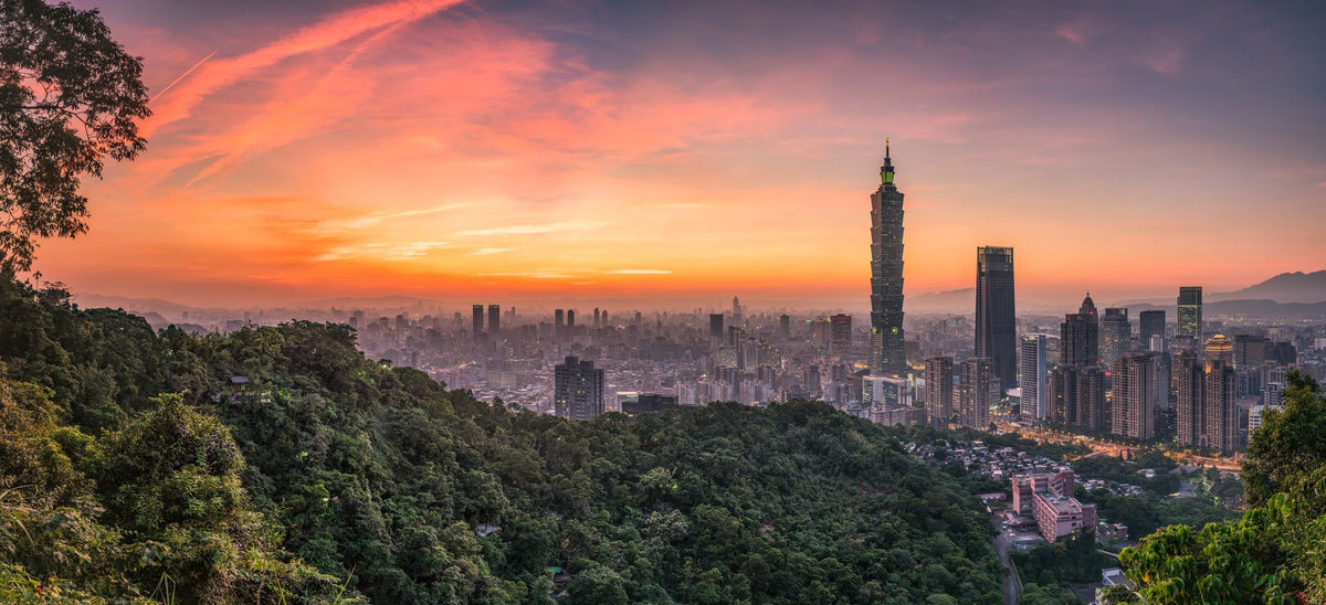 Taipei Sunset Red Mural Wallpaper - pure wallpaper artwork