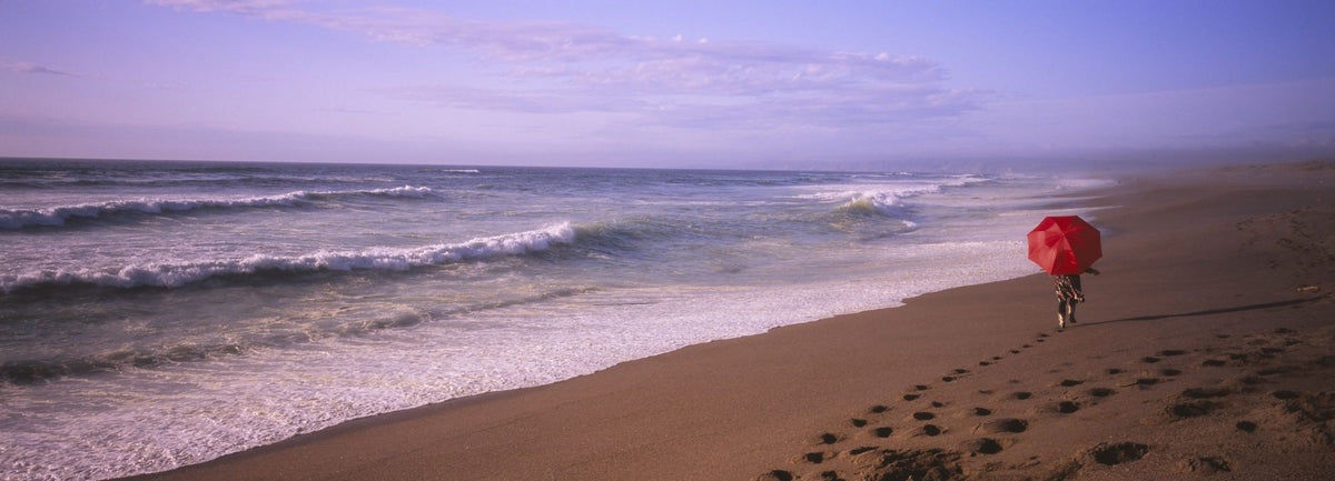 Crimson Stroll by the Shore Mural Wallpaper - pure wallpaper artwork