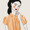 Woman in Striped Blouse II Mural Wallpaper - pure wallpaper artwork