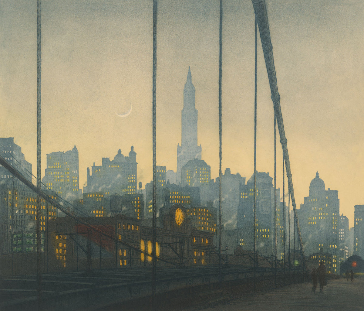 New York, Brooklyn Bridge (1927) Illustration Mural Wallpaper - pure wallpaper artwork
