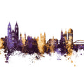 Magdeburg Germany Skyline Purple & Gold Mural Wallpaper - pure wallpaper artwork