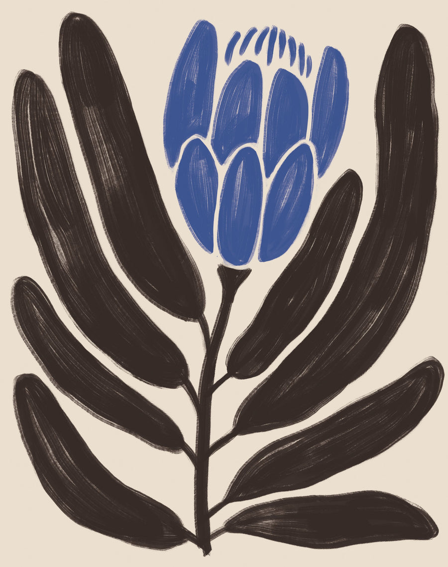 Simple Flowers I Blue Mural Wallpaper