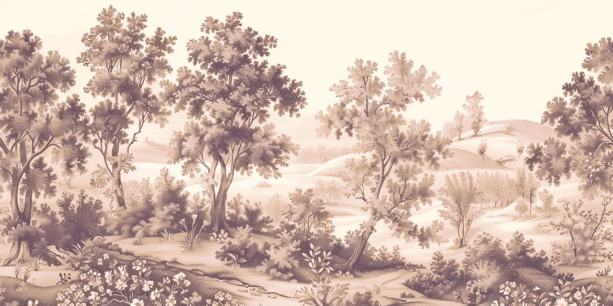 Pastoral Toile, Maple Beige Mural Wallpaper - pure wallpaper artwork