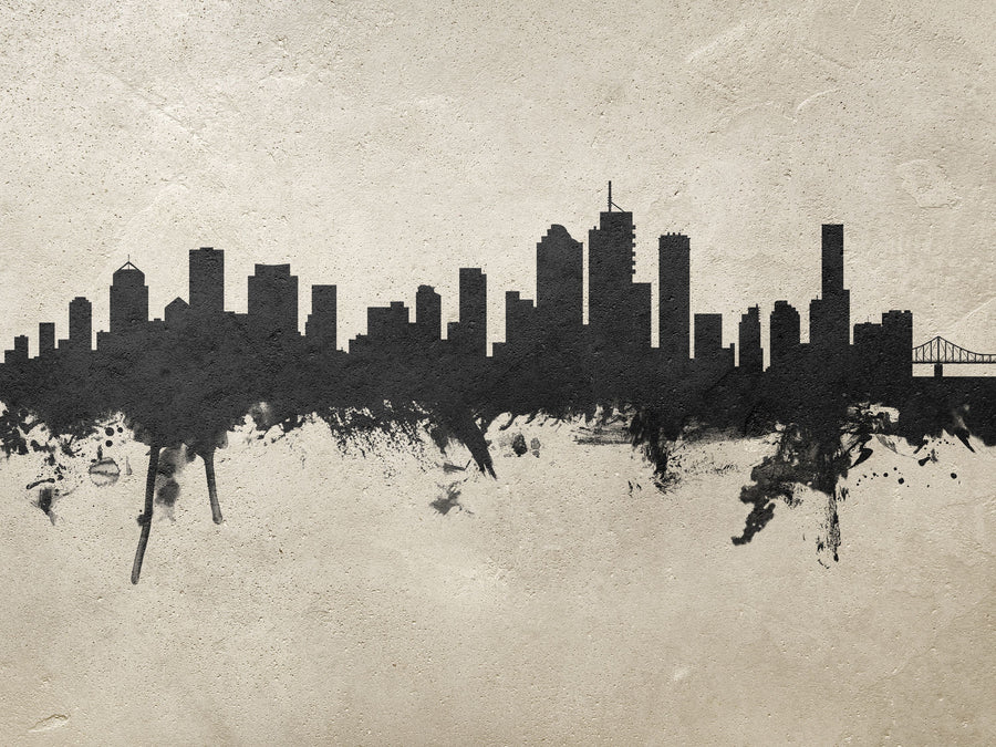 Brisbane Australia Skyline Concrete Mural Wallpaper
