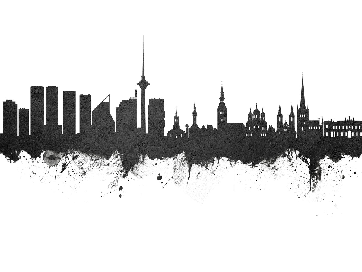 Tallinn Estonia Skyline Black & White Mural Wallpaper - pure wallpaper artwork