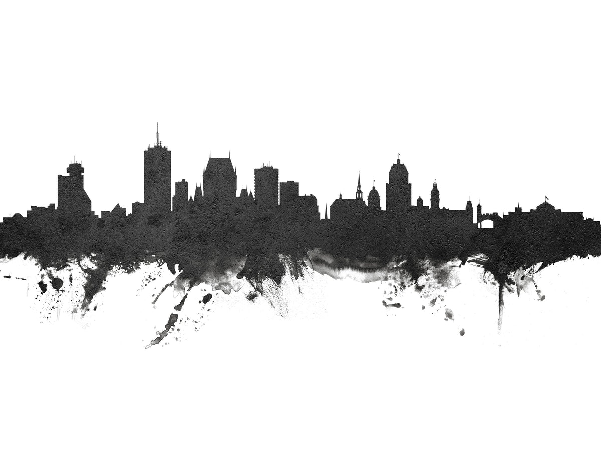Quebec Canada Skyline Black & White Mural Wallpaper - pure wallpaper artwork