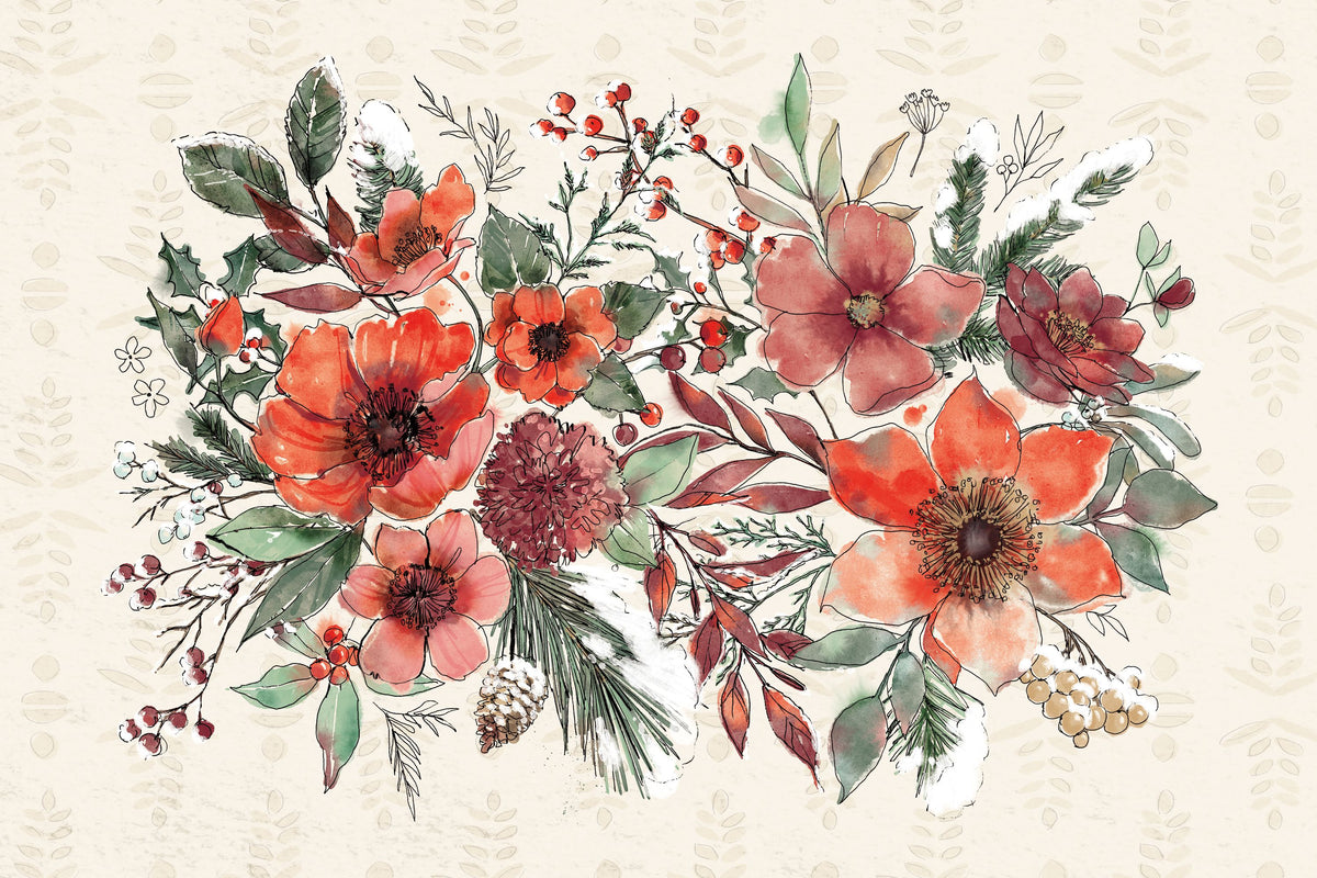 Festive Blooms I Mural Wallpaper - pure wallpaper artwork