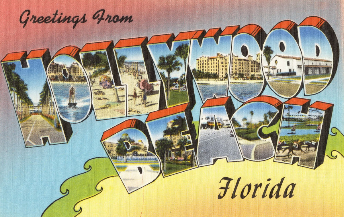 Greetings From Hollywood Beach Mural Wallpaper - pure wallpaper artwork