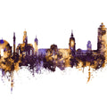 Darmstadt Skyline Purple & Gold Mural Wallpaper - pure wallpaper artwork