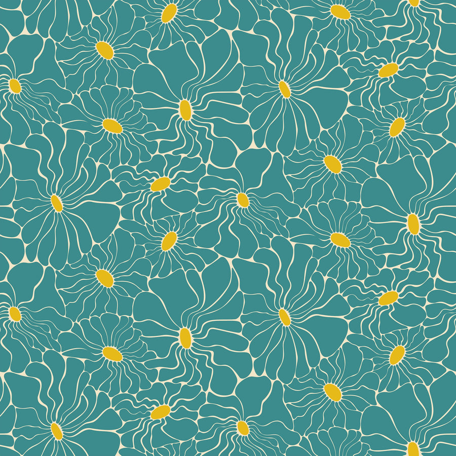 Cool Fluid Flowers Mural Wallpaper