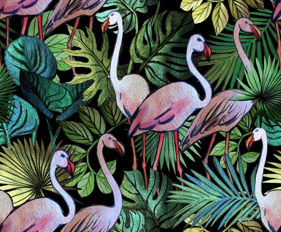 Flamingo Oasis Mural Wallpaper