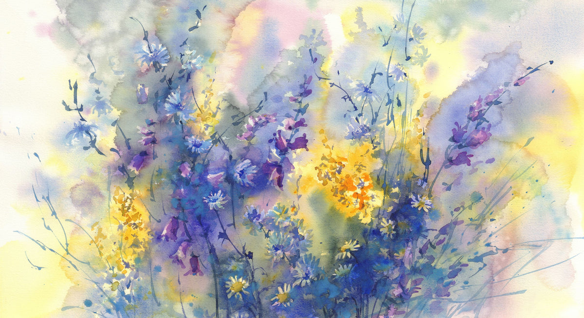 Ethereal Wildflower Mural Wallpaper - pure wallpaper artwork