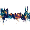 Zagreb Croatia Skyline Blue & Bronze Mural Wallpaper - pure wallpaper artwork
