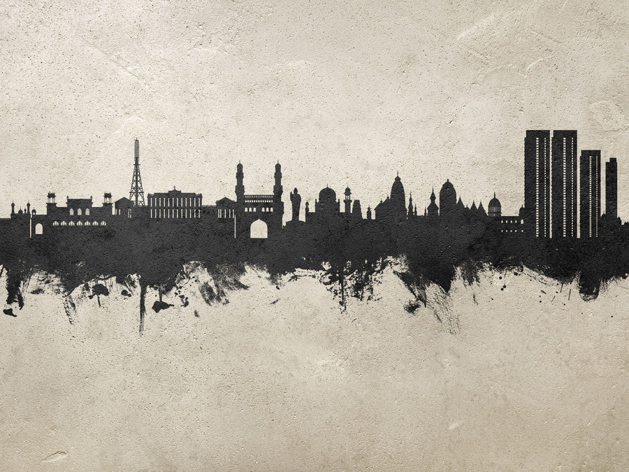 Hyderabad Skyline Concrete Mural Wallpaper