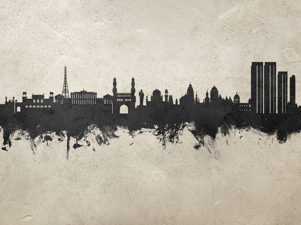 Hyderabad Skyline Concrete Mural Wallpaper - pure wallpaper artwork