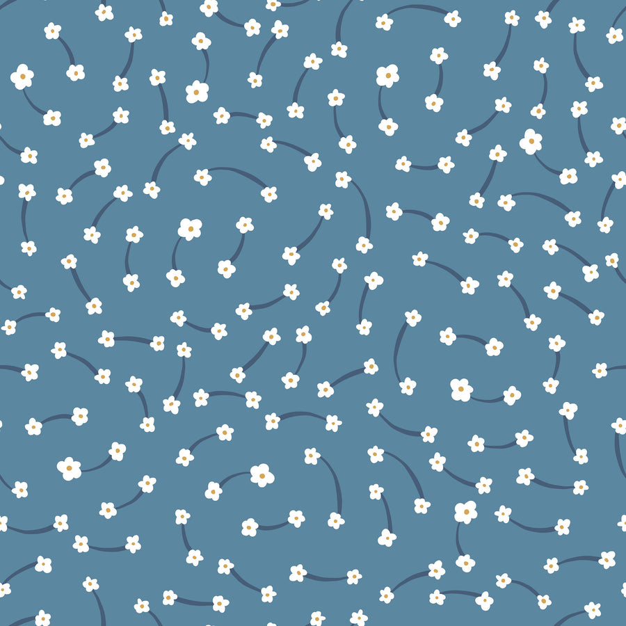 Floral Connection Denim Mural Wallpaper