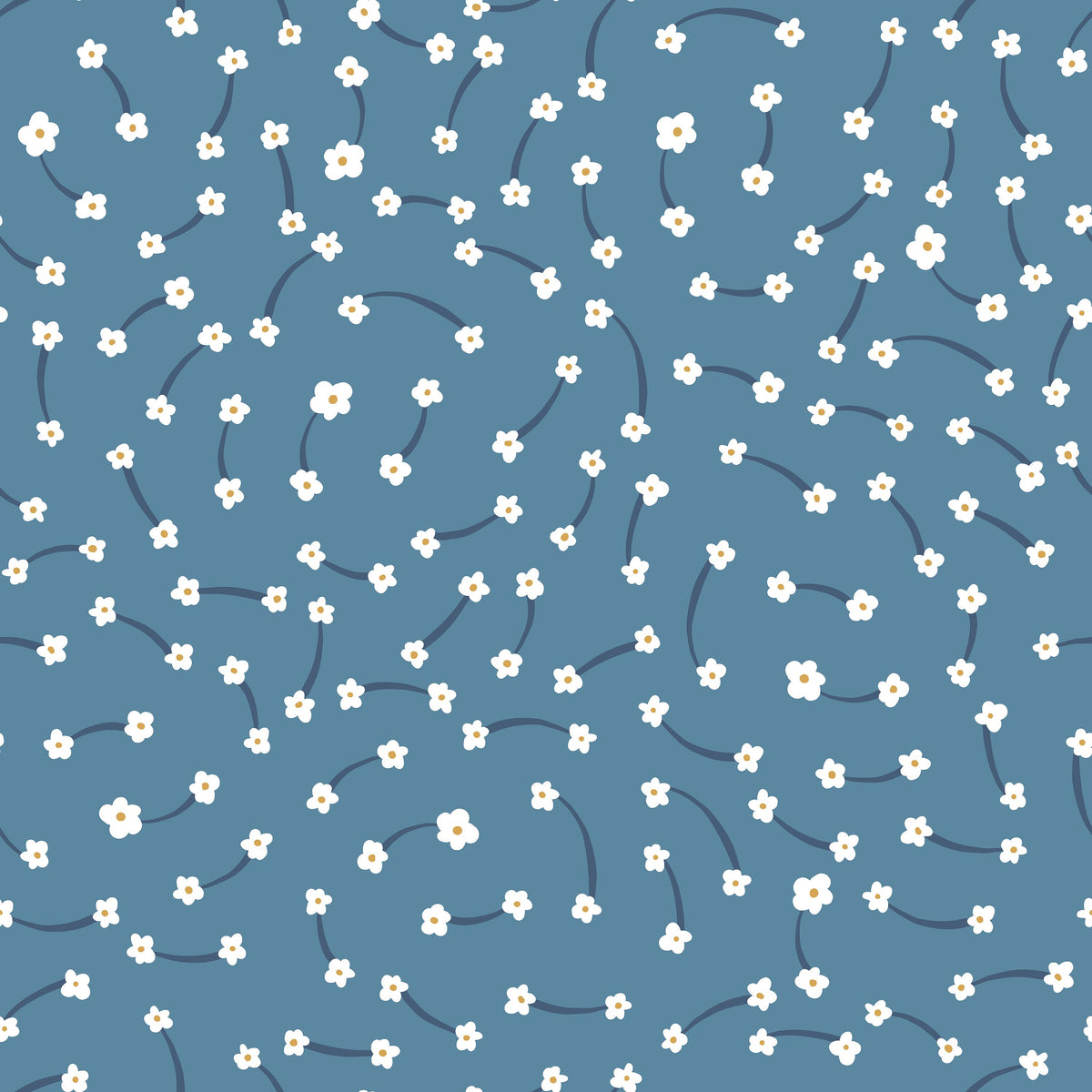 Floral Connection Denim Mural Wallpaper - pure wallpaper artwork