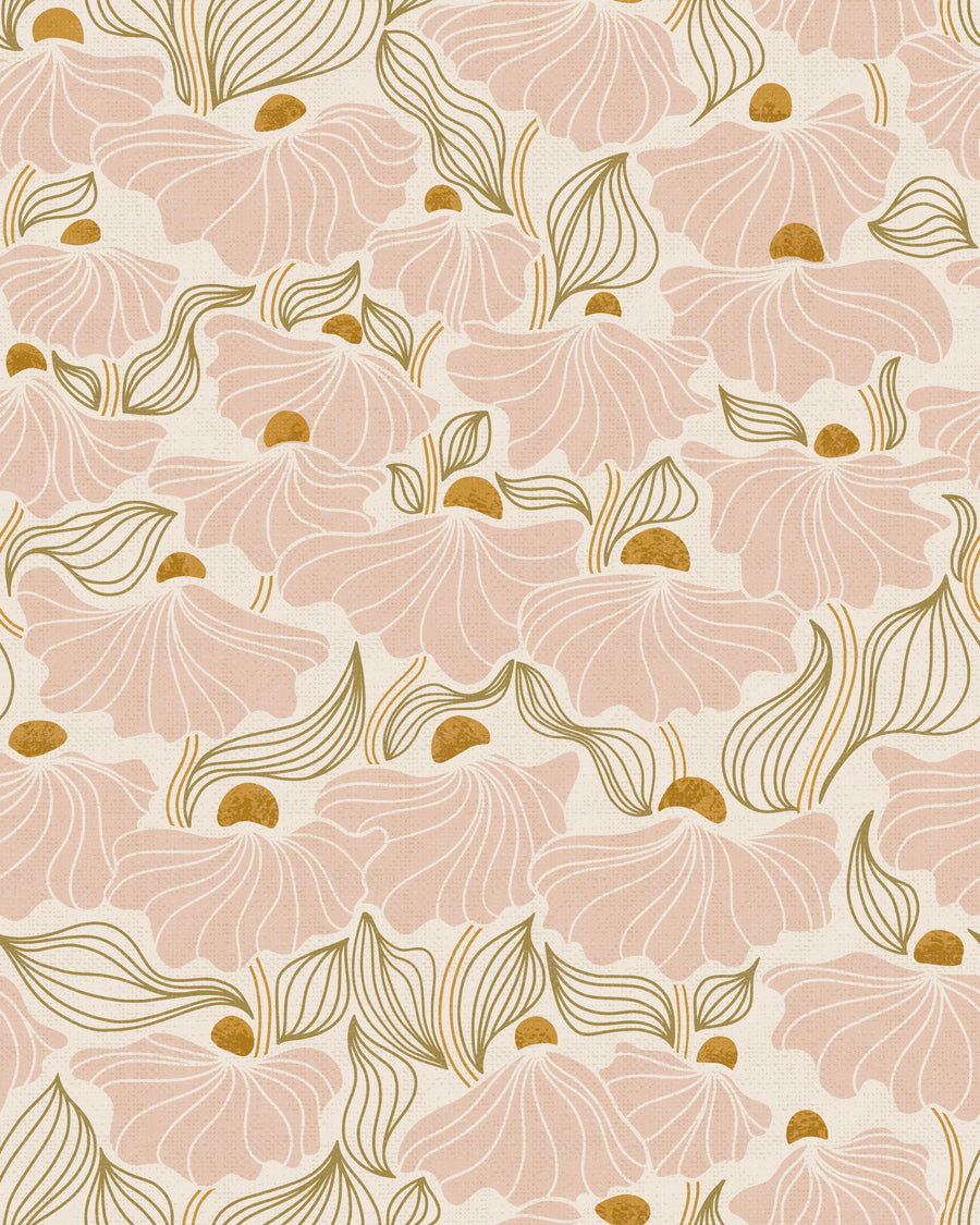 Natural Flow Meadow, Blush Mural Wallpaper