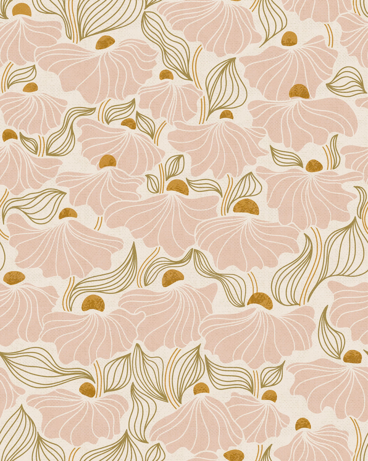 Natural Flow Meadow, Blush Mural Wallpaper - pure wallpaper artwork