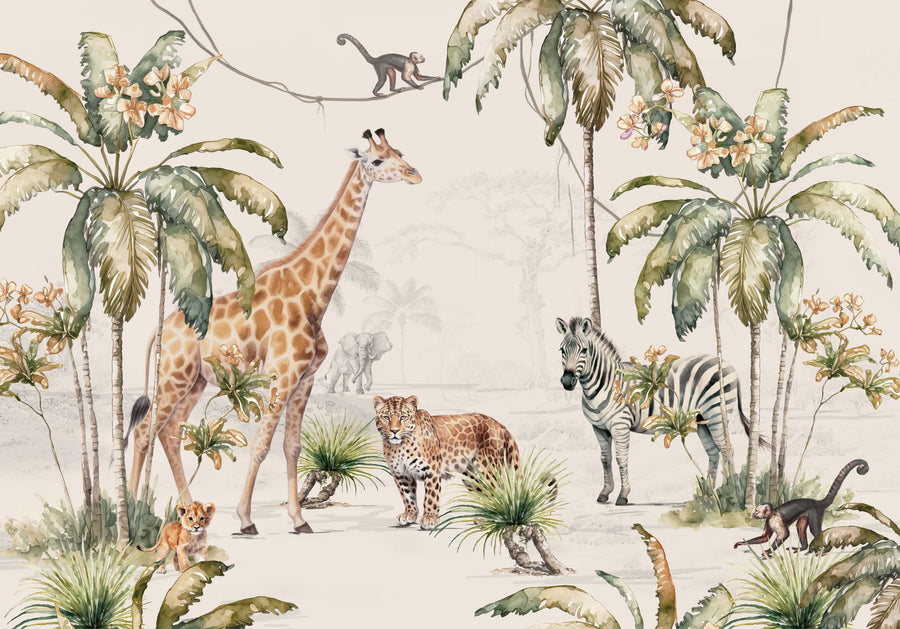 Whimsical Wildlife Mural Wallpaper