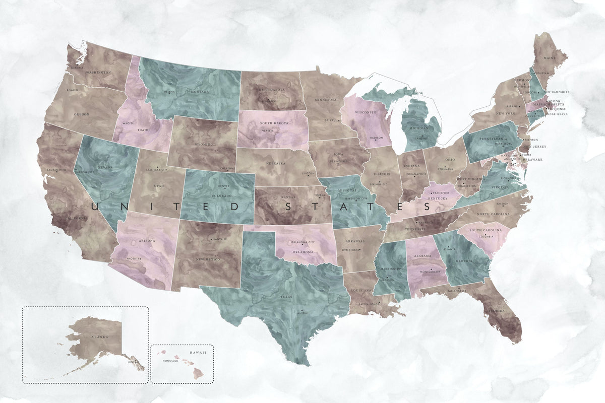US State Map - Leire Wash Mural Wallpaper - pure wallpaper artwork