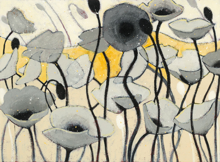 Snow Day Gray Flower Mural Wallpaper