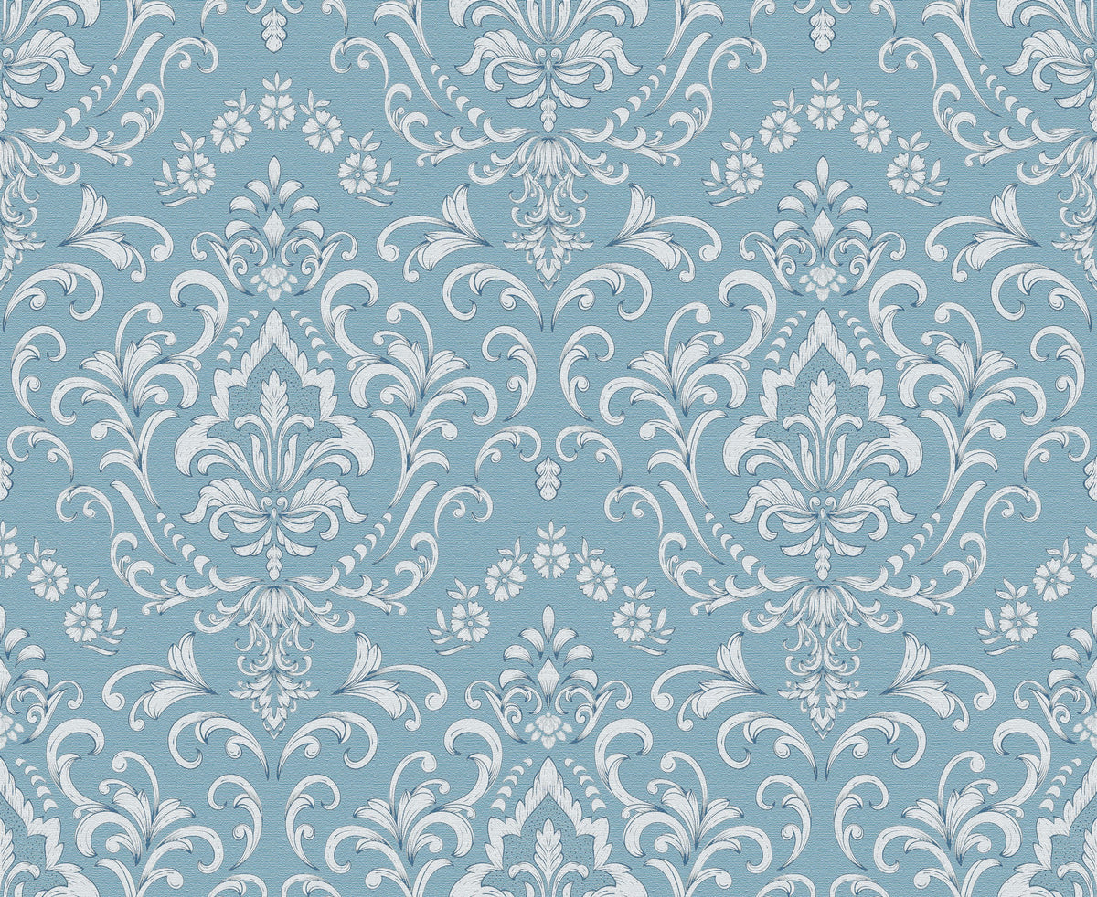 Ludovici Pattern, French Blue Mural Wallpaper - pure wallpaper artwork
