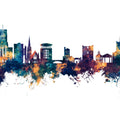 Guildford England Skyline Blue & Bronze Mural Wallpaper - pure wallpaper artwork