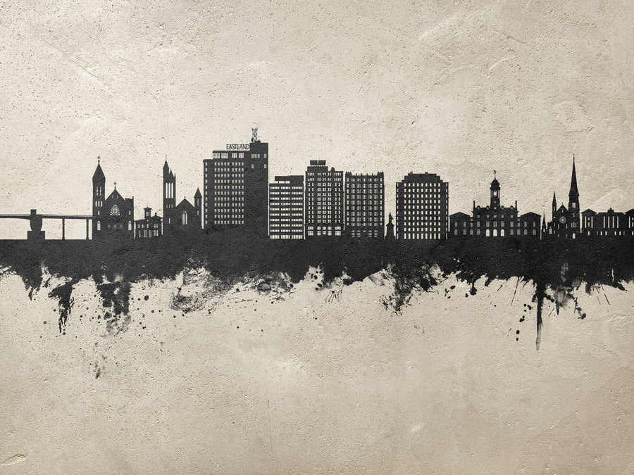 Portland Maine Skyline Concrete Mural Wallpaper