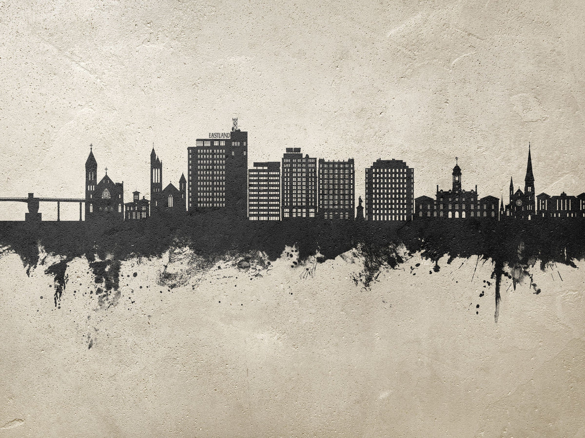 Portland Maine Skyline Concrete Mural Wallpaper - pure wallpaper artwork