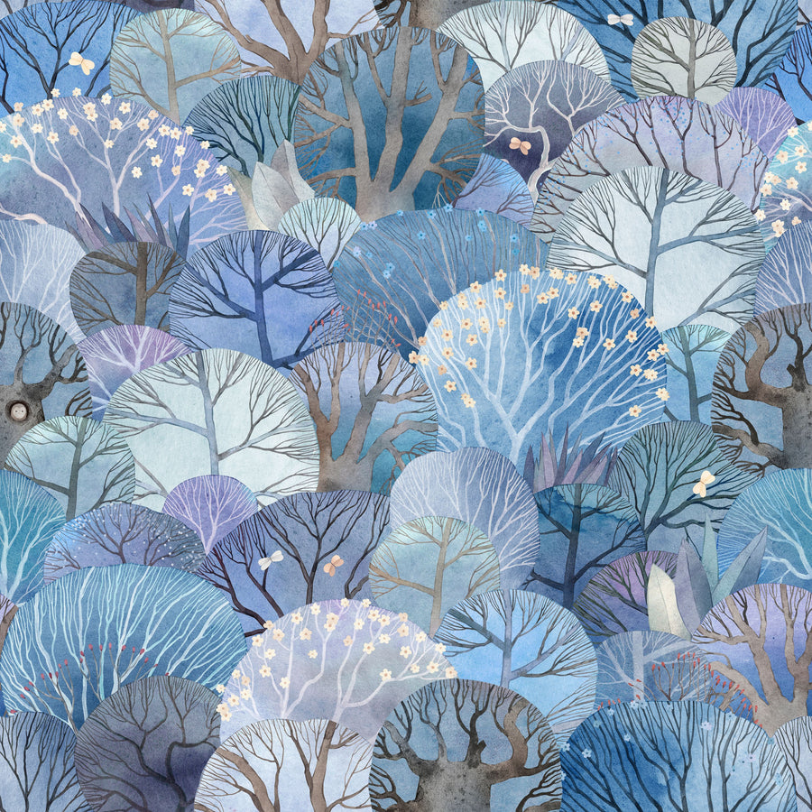 Fantasy Treetops, Blue Mural Wallpaper