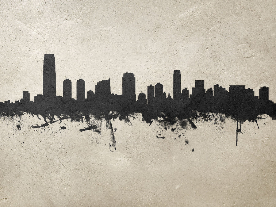 Jersey City New York Skyline Concrete Mural Wallpaper