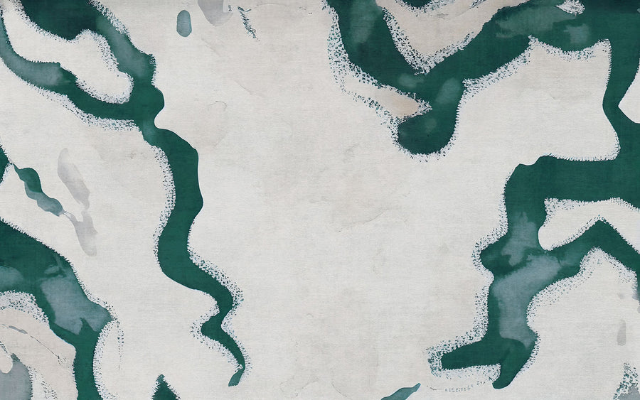 Abstract River Marks, Fresh Green Mural Wallpaper