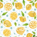 Mellow Lemons Blue Check Mural Wallpaper - pure wallpaper artwork