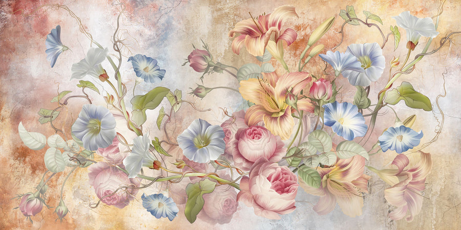 Floral Grunge Singing Mural Wallpaper - Edition 3