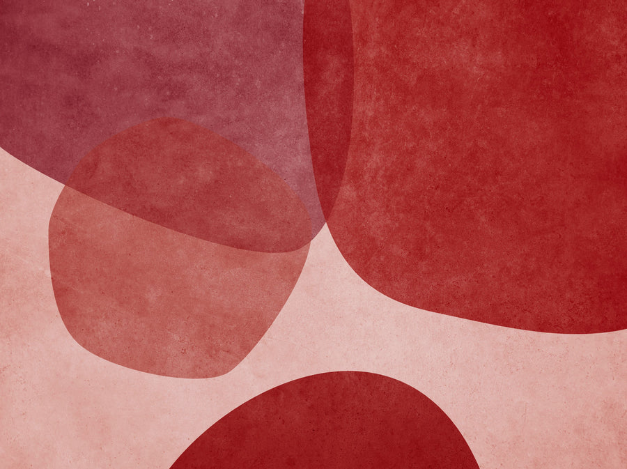 Embracing Shapes, Cherry Red Mural Wallpaper