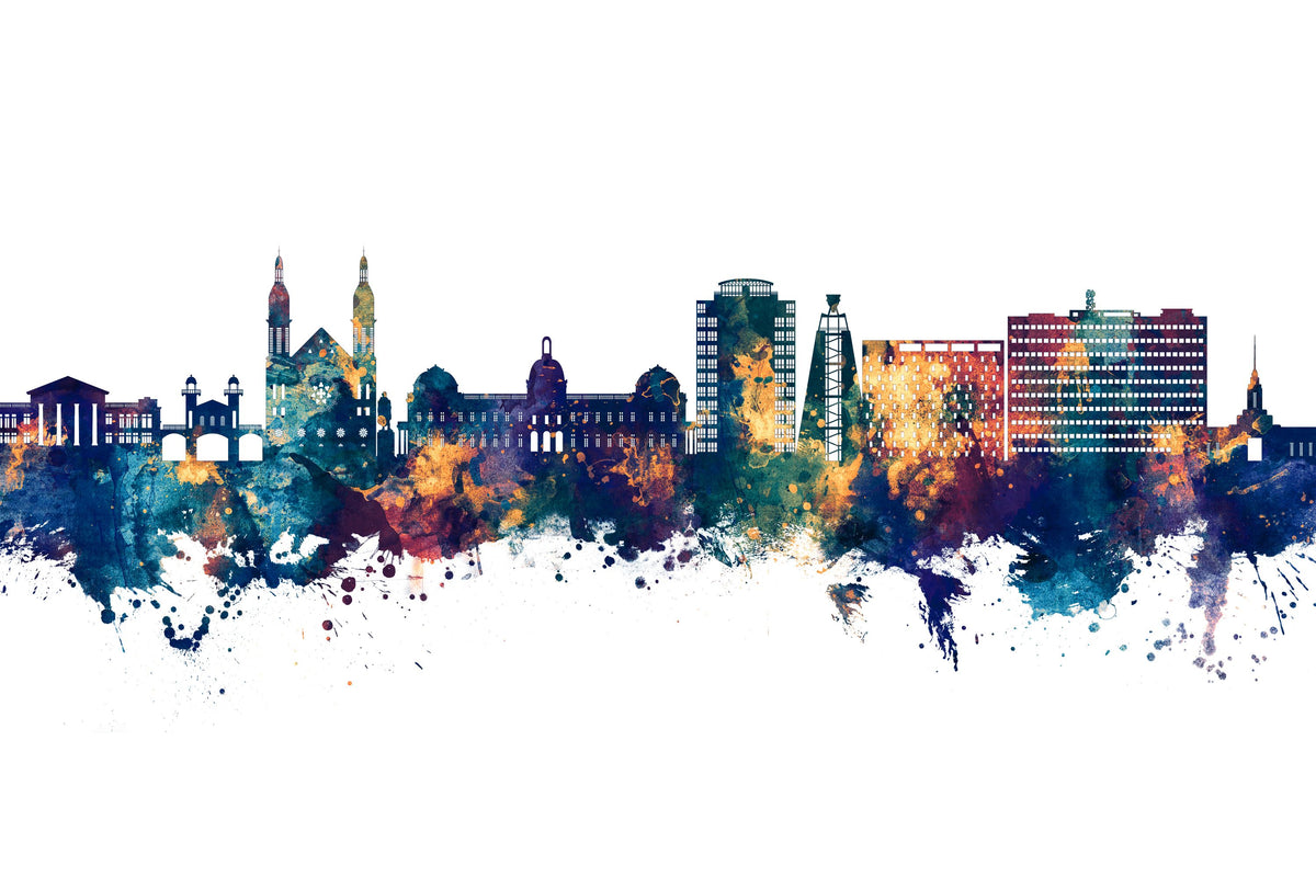 Port-au-Prince Haiti Skyline Blue & Bronze Mural Wallpaper - pure wallpaper artwork