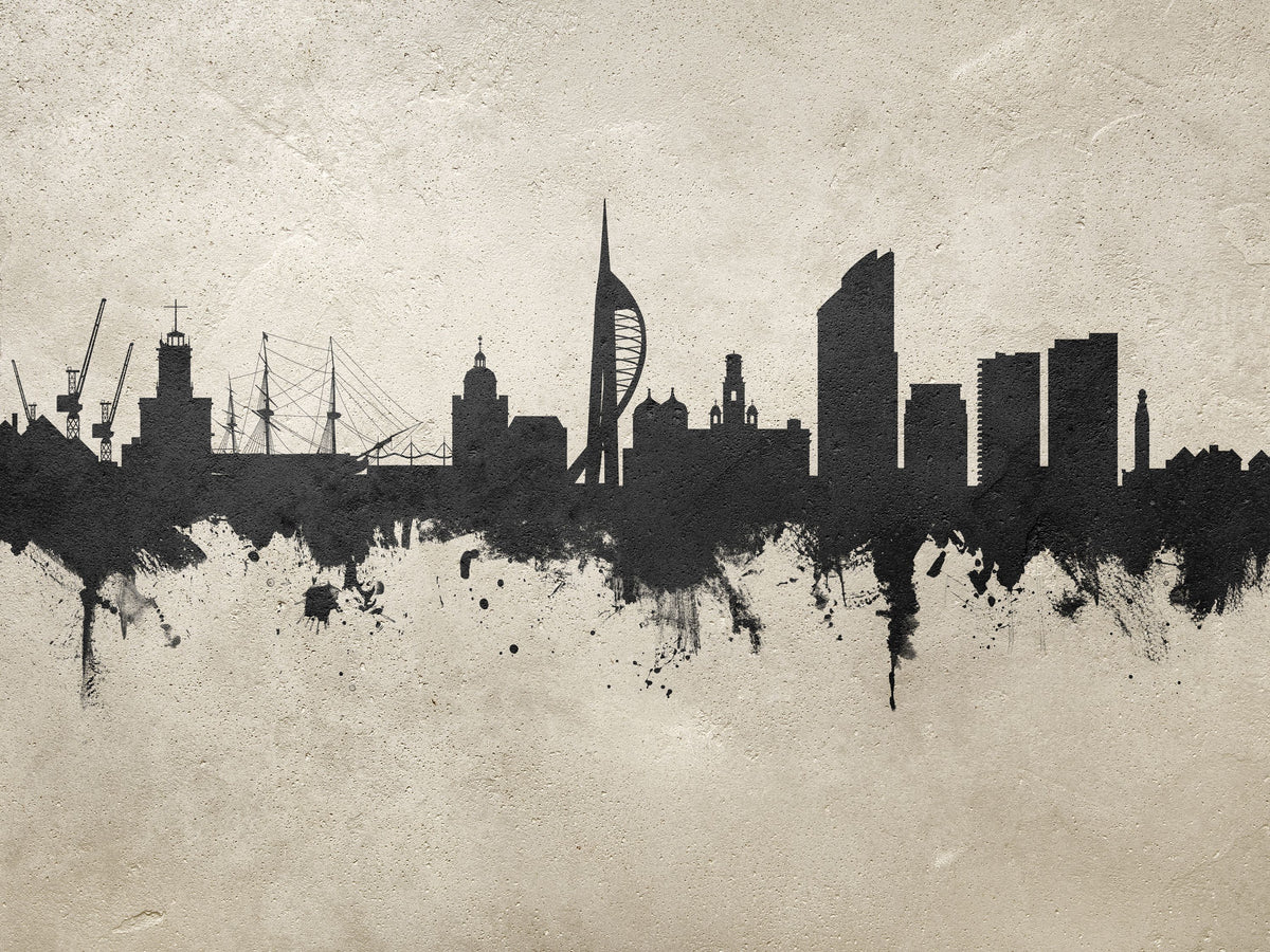 Portsmouth England Skyline Concrete Mural Wallpaper - pure wallpaper artwork