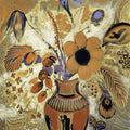 Etruscan Vase with Flowers Mural Wallpaper - Red Tone - pure wallpaper artwork