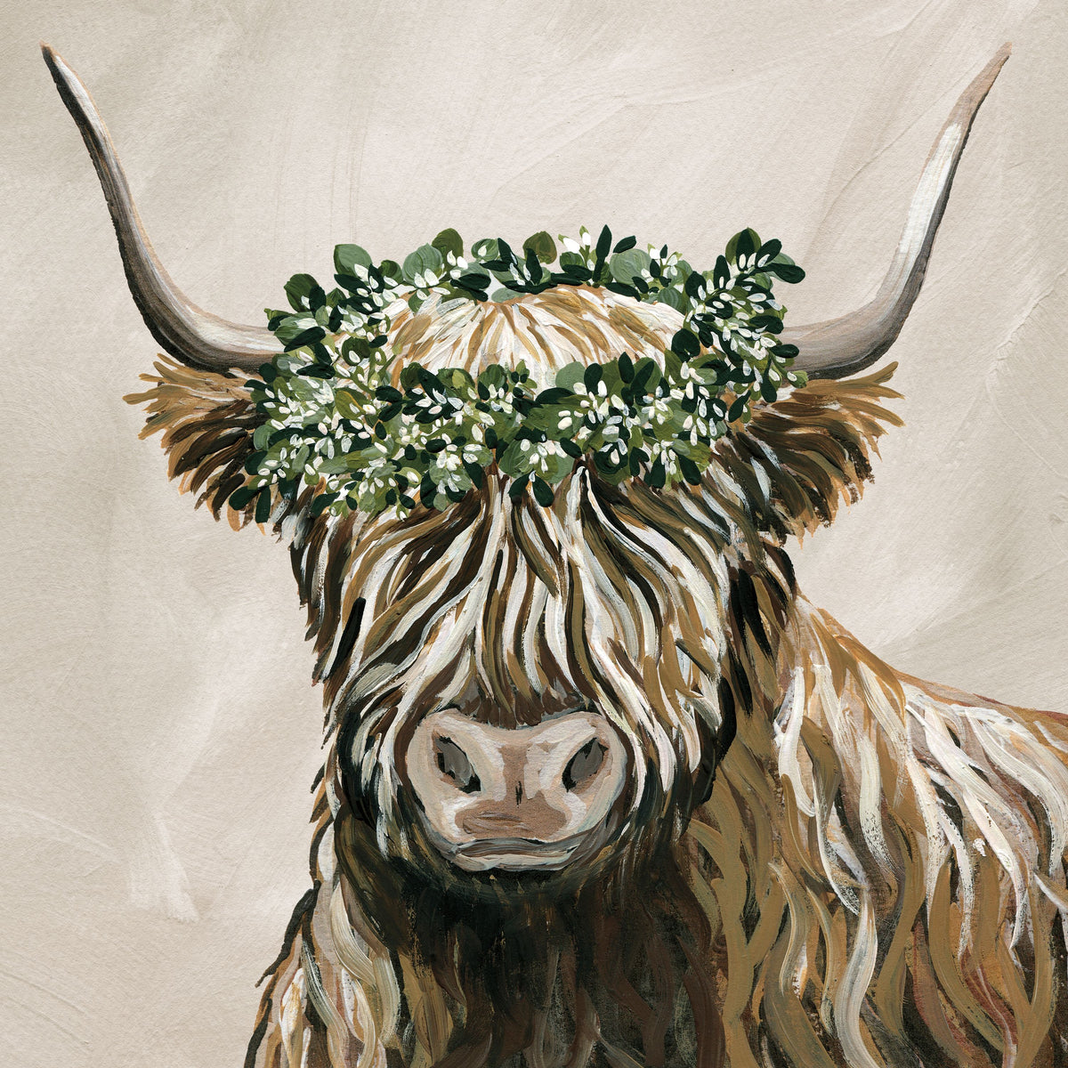 Harvest Cow Sage Square Mural Wallpaper - pure wallpaper artwork
