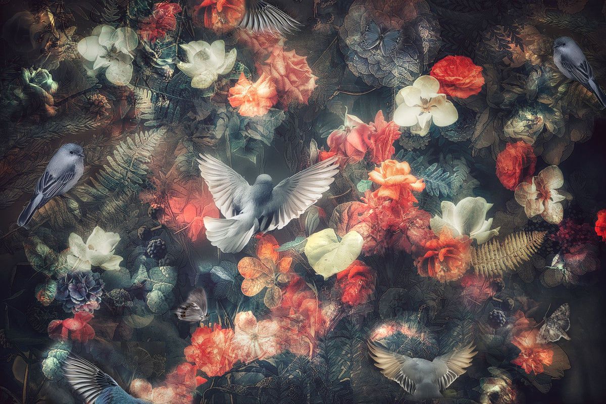 Moodloo Birds Mural Wallpaper - pure wallpaper artwork