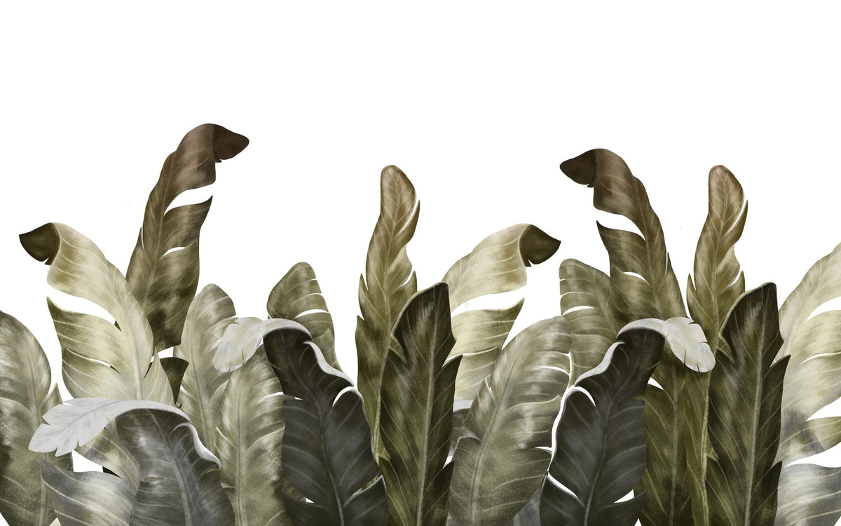 Leaves in Que Mural Wallpaper - Neutral Tone - pure wallpaper artwork