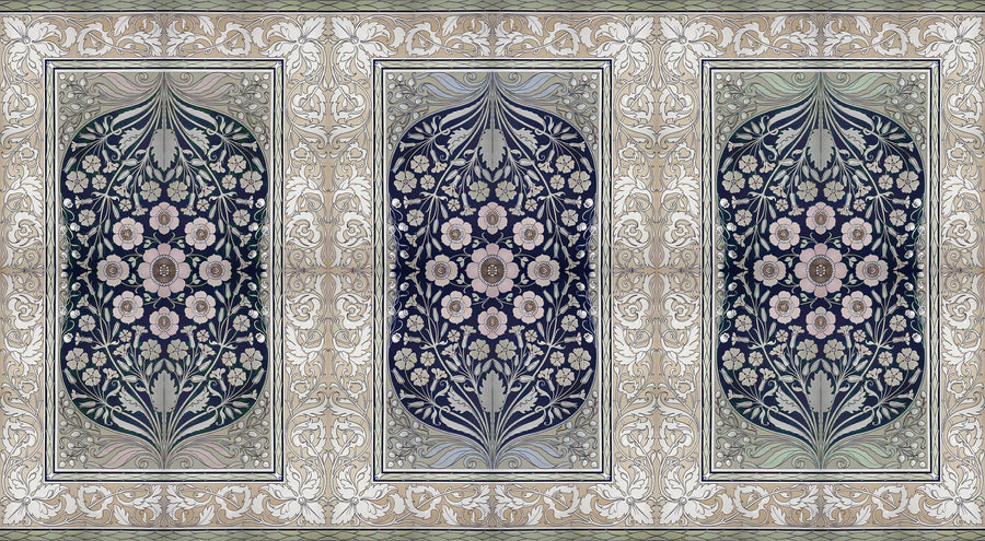 My Floral Dreams, Blue Mural Wallpaper