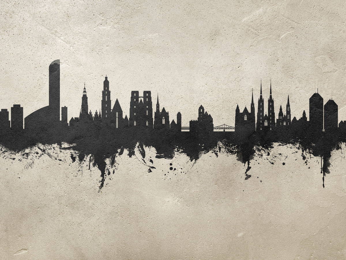 Wroclaw Poland Skyline Concrete Mural Wallpaper - pure wallpaper artwork