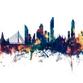 Bangkok Thailand Skyline Blue & Bronze Mural Wallpaper - pure wallpaper artwork