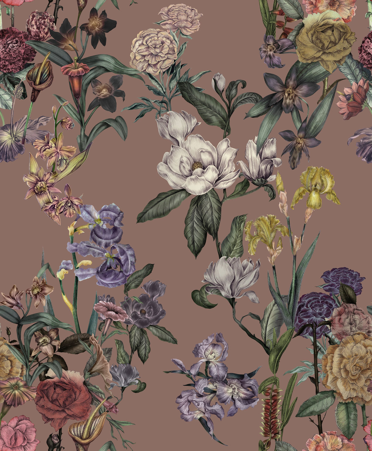 Floral Gaze, Peach Mocha Mural Wallpaper - pure wallpaper artwork